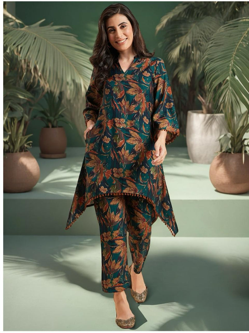 Floral Printed Kurta With Palazzo Set