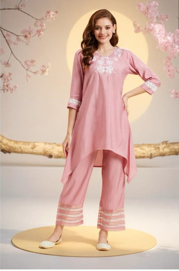 Pink Embroidered Co-Ords set