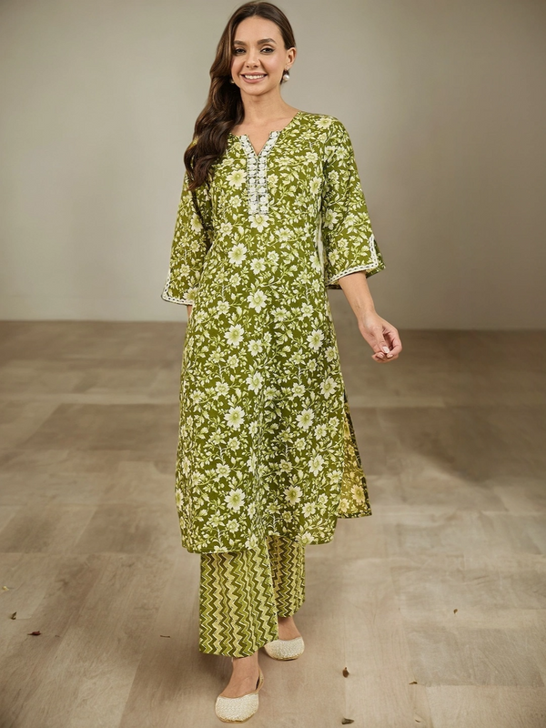 Floral Printed Kurta With Palazzo Set