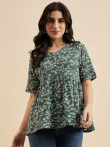 Printed V neck Top