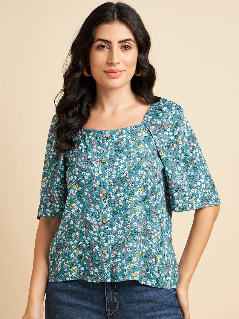 Floral Printed Cotton  Top