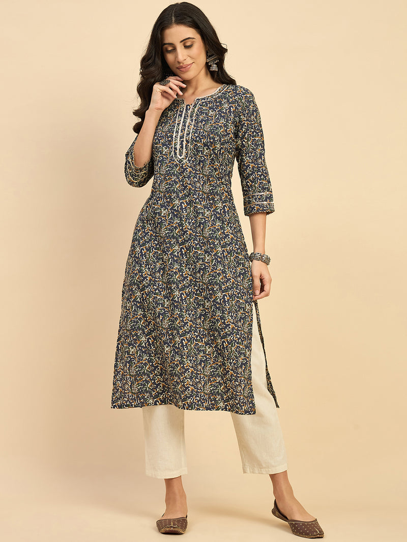 Floral Printed Straight Kurta