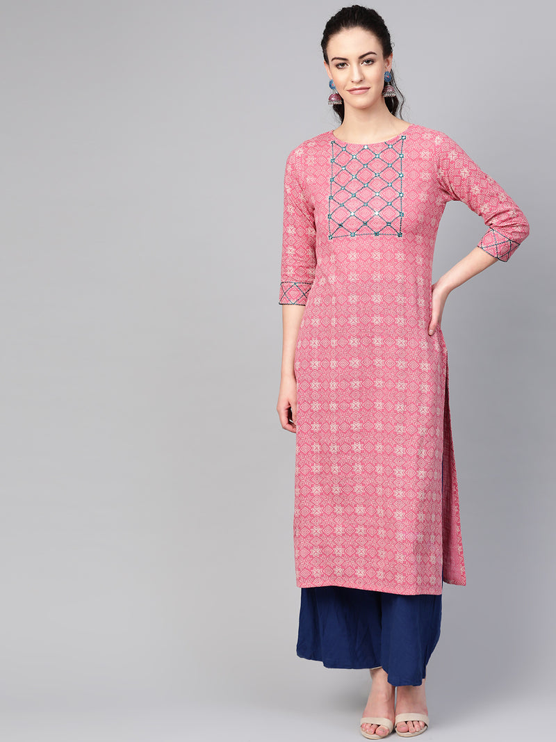 Cotton Straight Pink Kurta