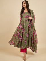 Floral Printed Kurta With Dupatta Set