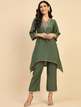 Green Solid Kurta With Palazzo