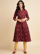 Cotton Ikkat Print A Line Kurta