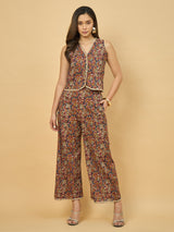 Azira Women’s Printed Cotton Vest with Palazzo Co-ords Set