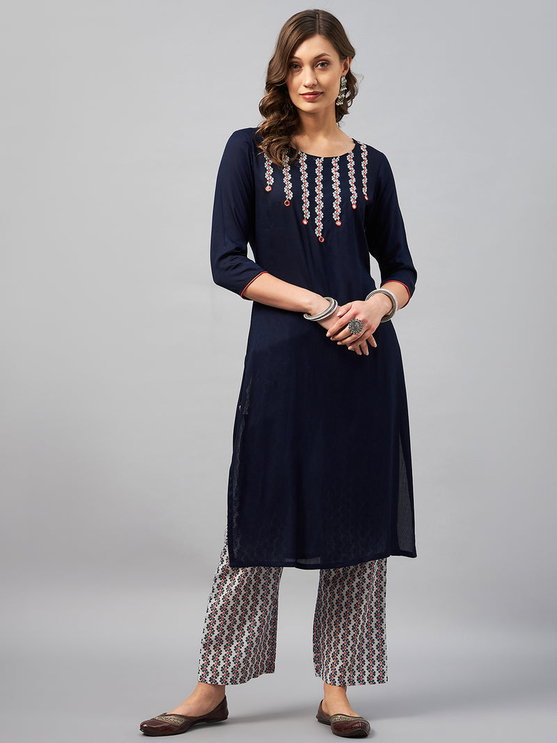 Rayon Solid Kurta With Palazzo