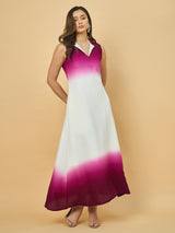 Azira Soild Ombre Collar Neck Maxi Dress