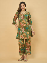 Azira Women’s Printed Cotton Kurta with Palazzo Co-ords Set | 3/4th Sleeve