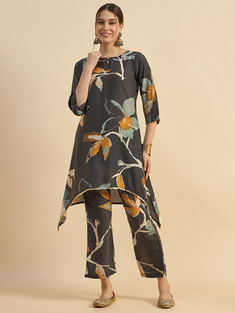 Floral Printed Round Neck Co-Ords Set