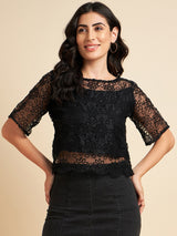 Black Organza Knitted Top