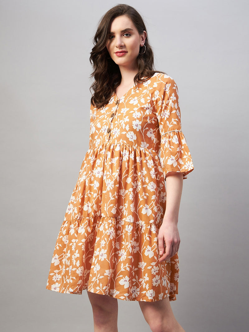 A-Line Fit and Flare Floral Dress