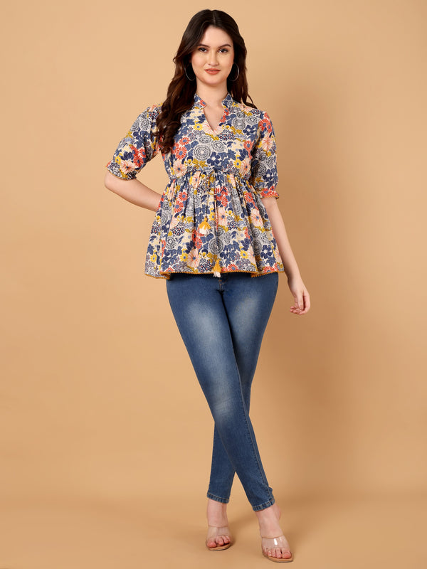 Floral Printed Peplum Top