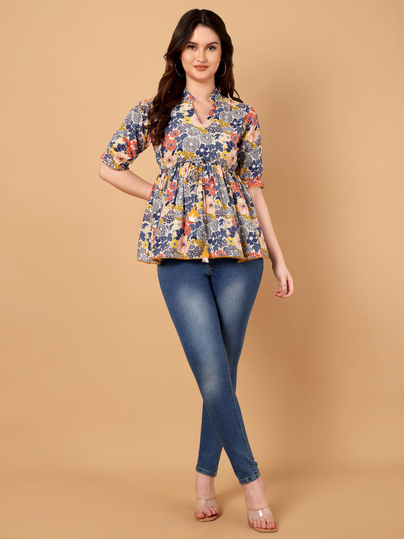 Floral Printed Peplum Top