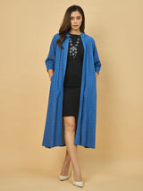 Azira Women Blue Solid Front Open Long Indo-Western Shrug