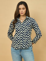 Azira Rayon Zigzag Printed Shirt for Women