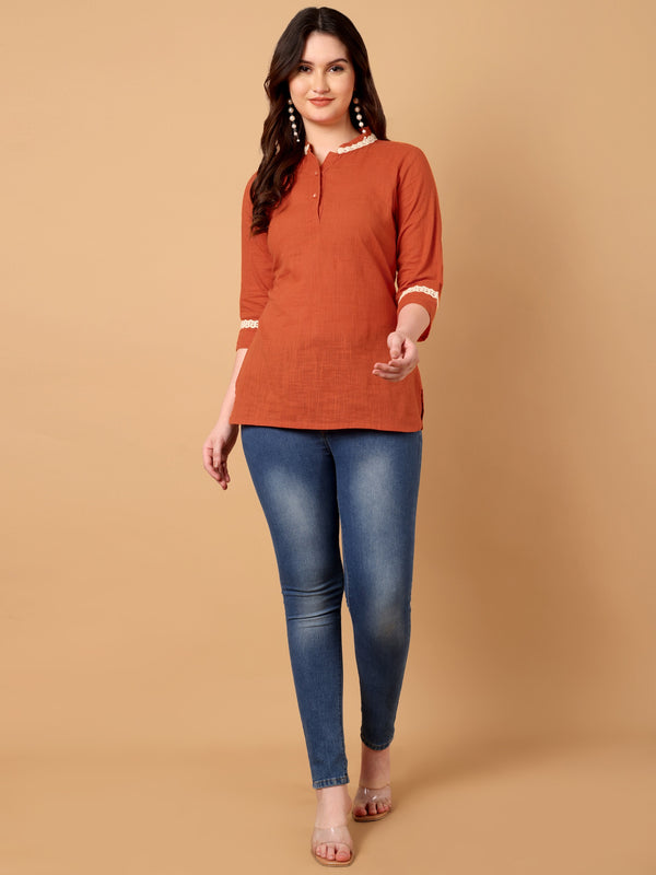 Solid Mandarin Collar top