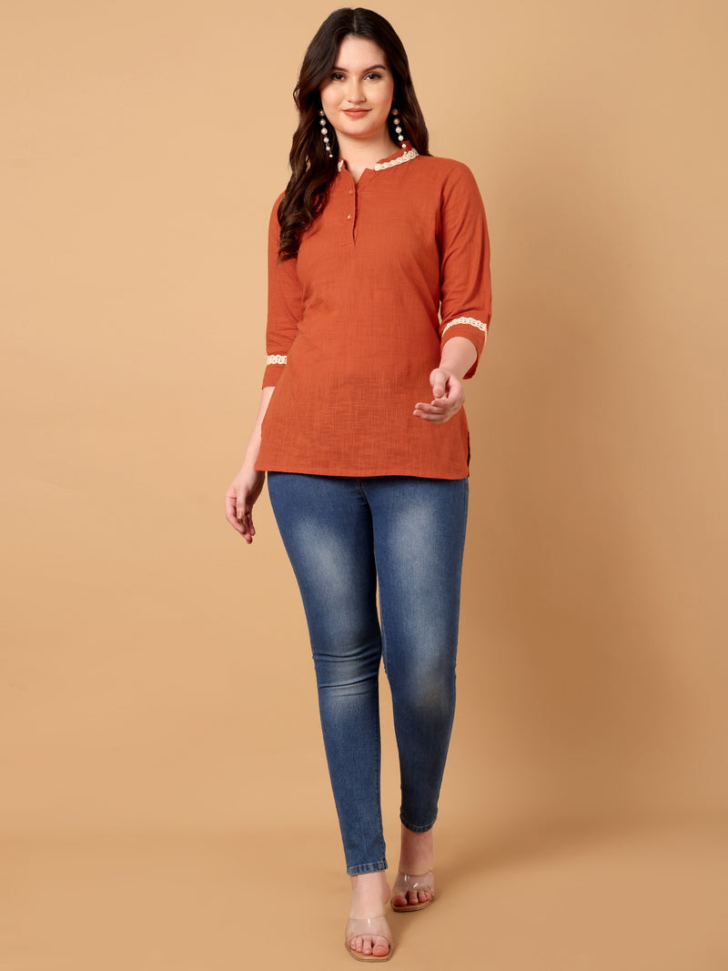 Solid Mandarin Collar top