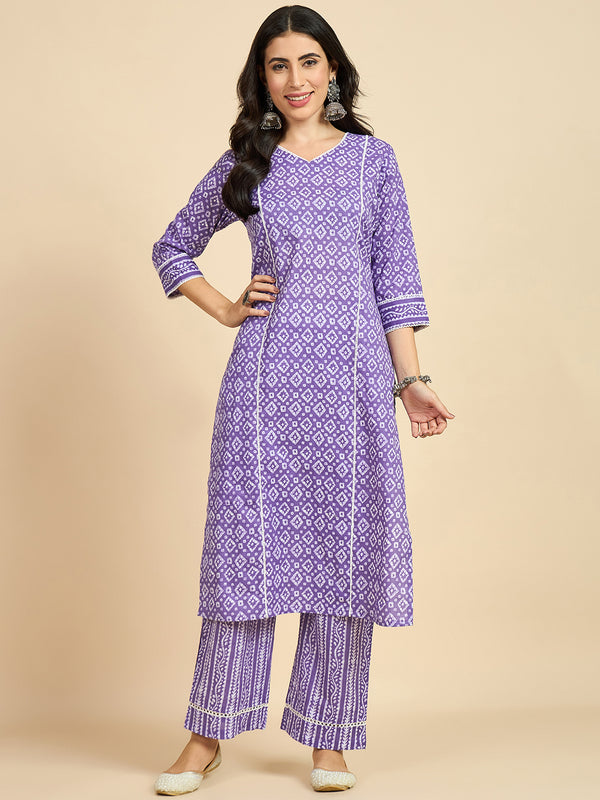 Printed Kurta With Palazzo Set