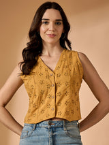 Schiffli solid vest