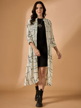 Abstract Printed Long Line Shrug