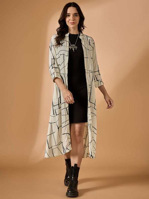 Abstract Printed Long Line Shrug