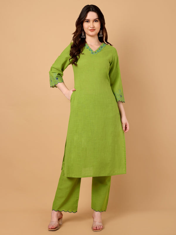 V-Neck Kurta With Palazzo Set
