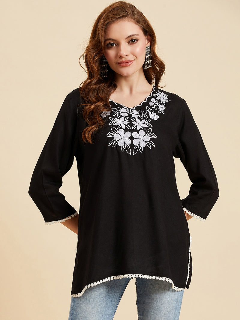 Black Embroidered Top