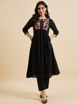 Embroidered Kurta With Pockets