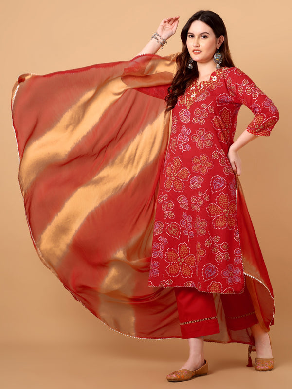 V-Neck Kurta With Palazzo Set