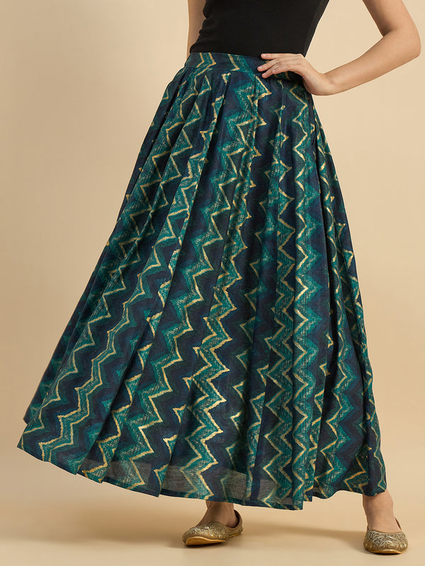 Abstract Printed Flared Skirt