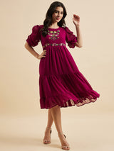 Dobby Georgette Tiered Dress