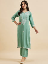 Embroidered Kurta With Palazzo Set