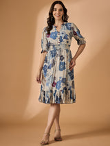 Floral Printed Fit & Flared Dress