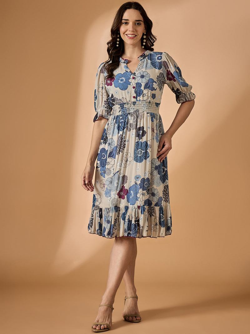 Floral Printed Fit & Flared Dress