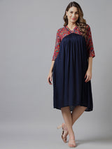 V-Neck Gathered Dress