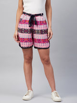 Pink and Blue Ethnic Printed Shorts