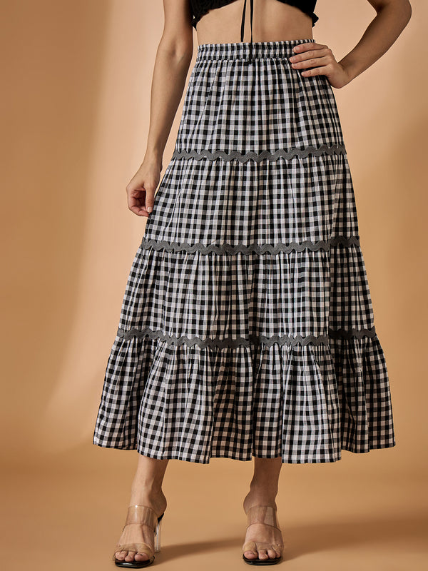 Striped Flared Maxi Skirt
