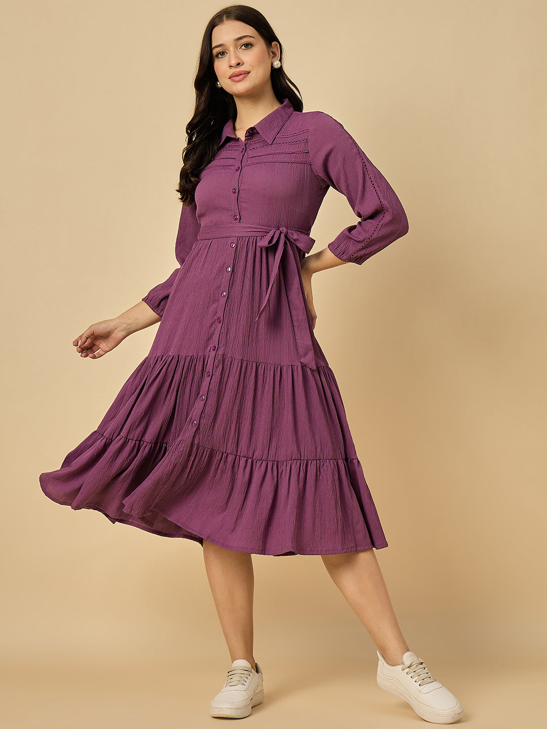 Solid Fit & Flared Dress – Azira-Ind