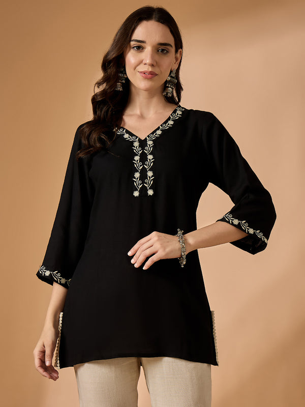 Black Embroidered Tunic