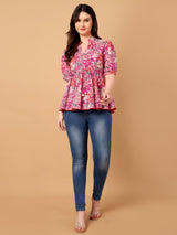 Floral Printed Peplum Top