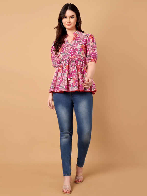 Floral Printed Peplum Top