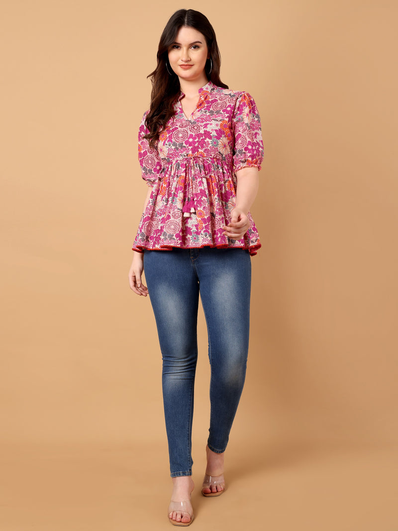 Floral Printed Peplum Top