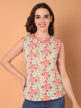 Sleeveless Floral Printed Top