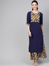 Blue Solid  Kurta With Palazzo Set