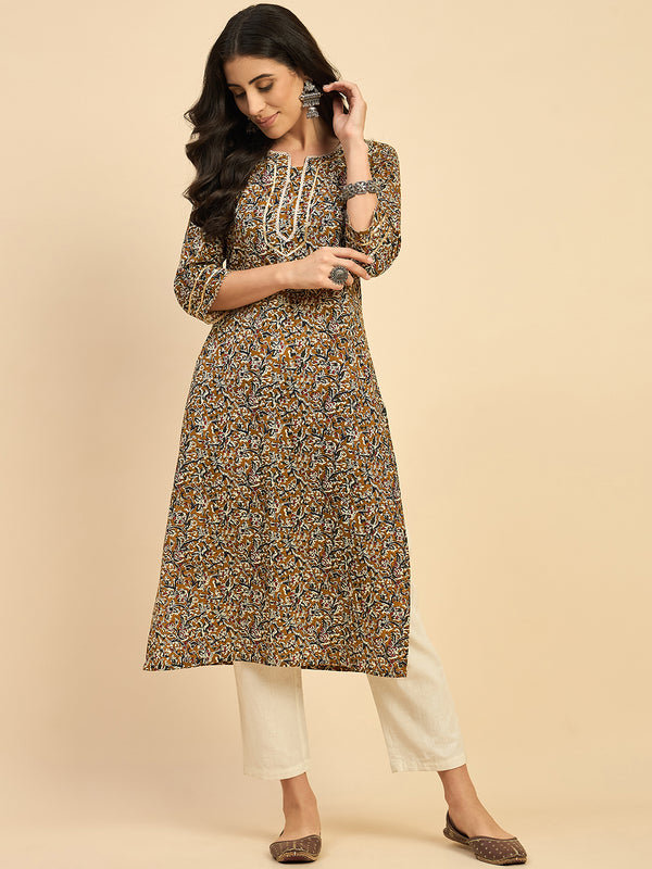 Floral Printed Straight Kurta