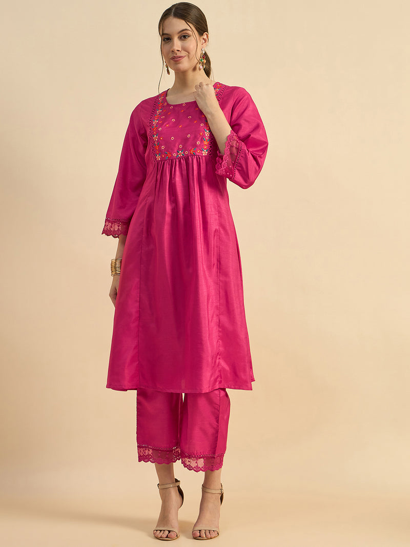 Pink Embroidered Co-Ords Set