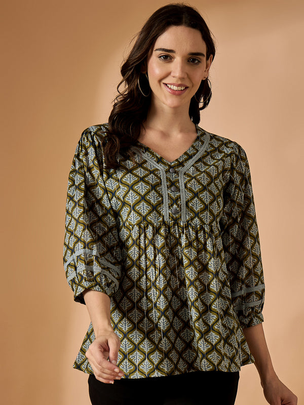 V neck Regular Peplum Top