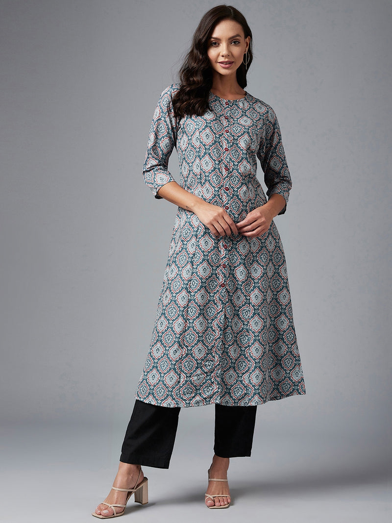 Grey A Line Kurta